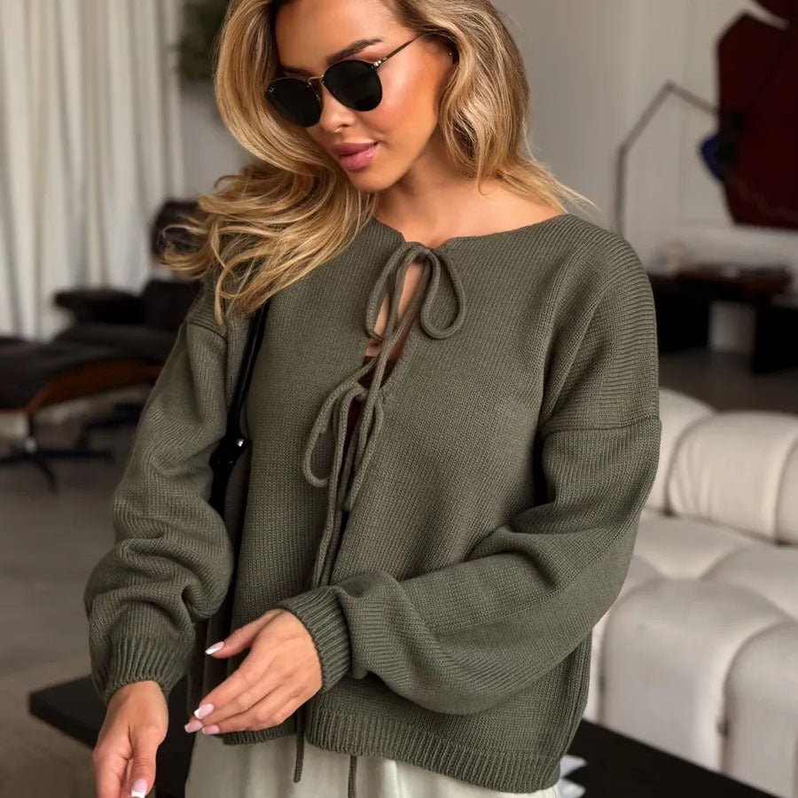 R&B | Stylischer Kurzer Cardigan mit Schnürung