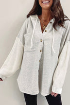 R&B | Langärmelige Bluse mit Kapuze und Knöpfen Baumwollmischung Komfort und Stil
