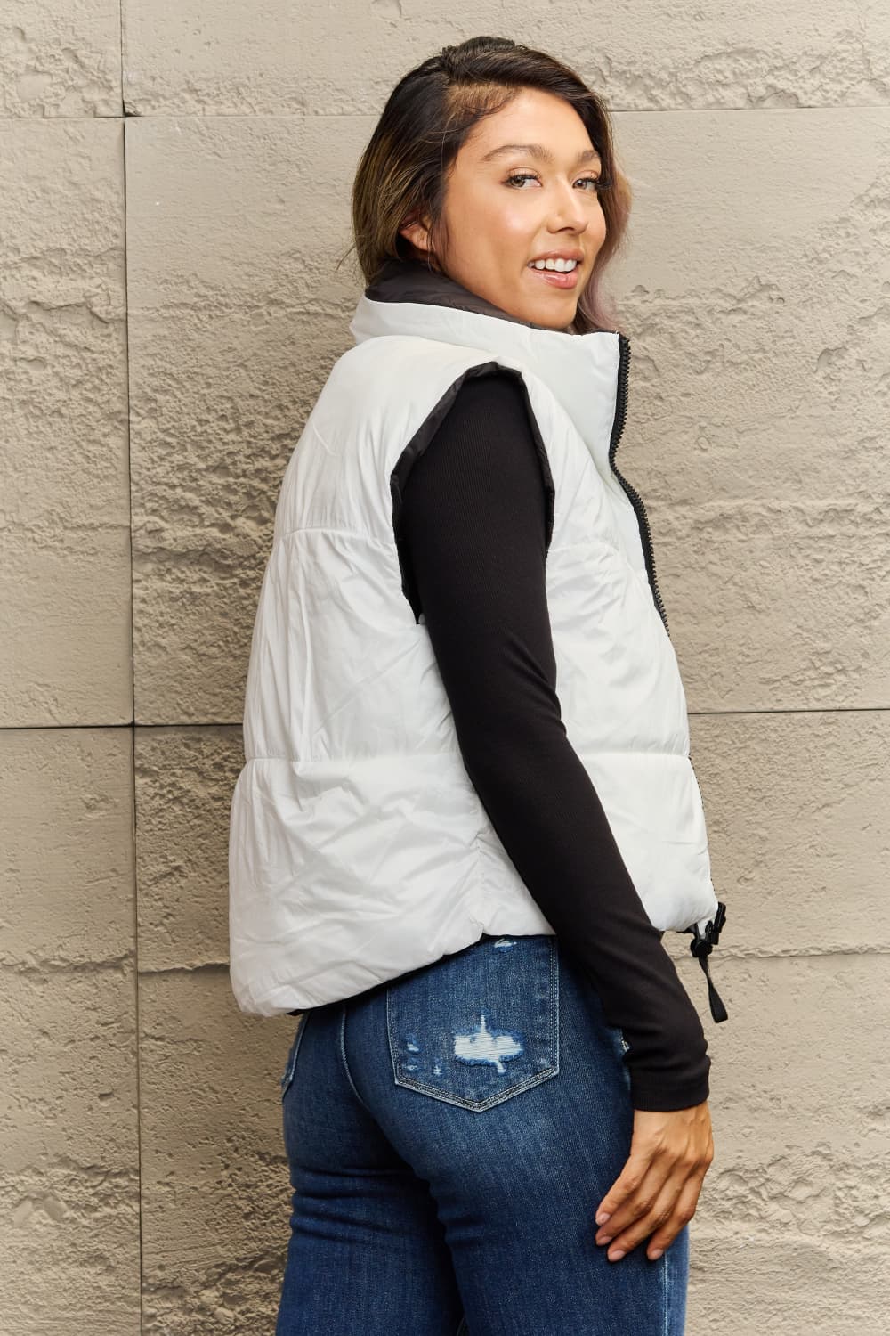 R&B | Zip-Up Drawstring Puffer Weste