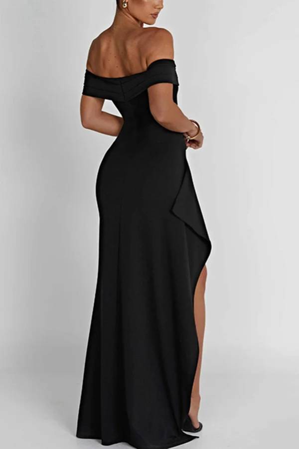 R&B | Sexy Lady Off Shoulder Hoher Schlitz Maxi Kleid