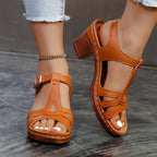 Retro-Sandalen mit Blockabsatz und verstellbarem Riemen R&B R&B