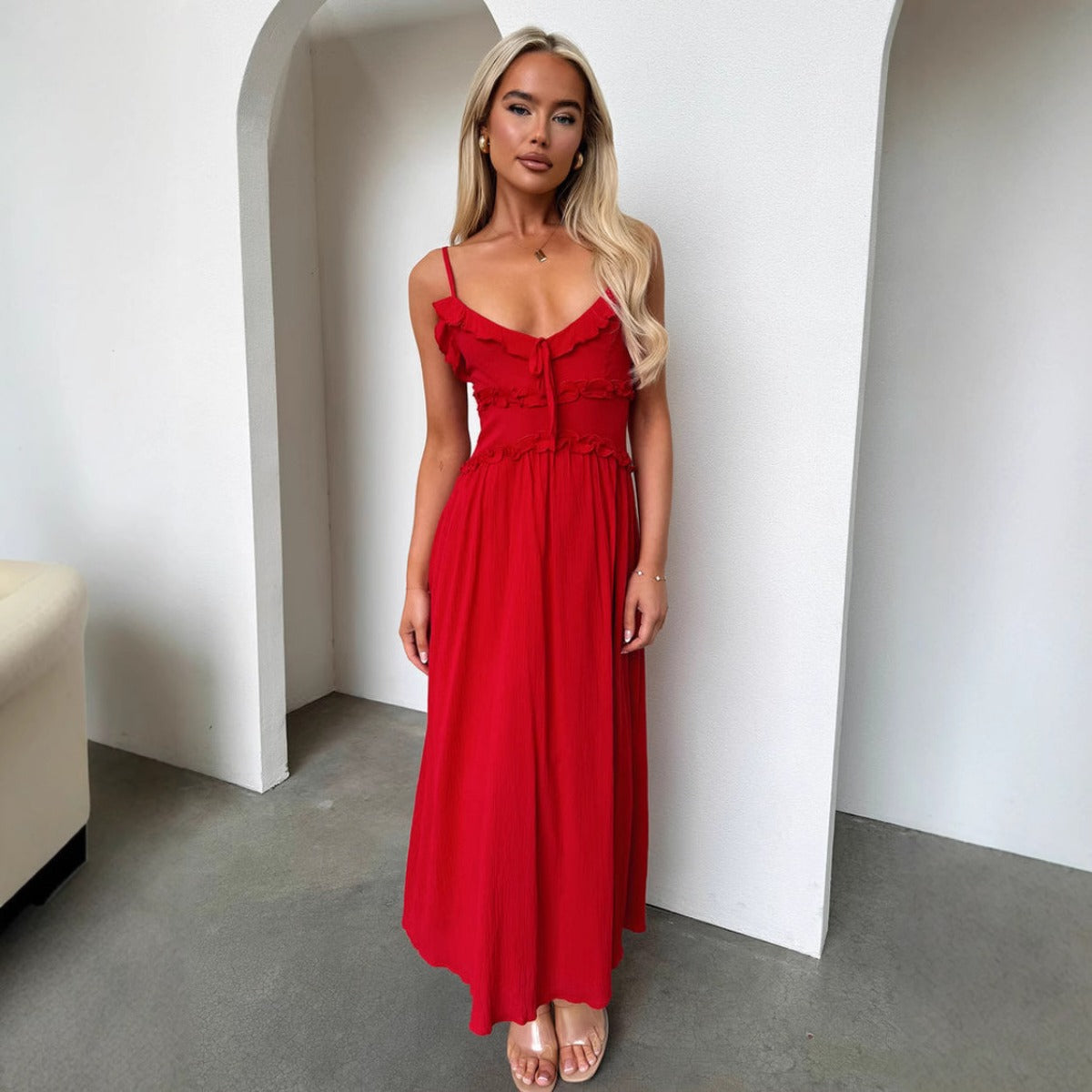 R&B | Kleid mit Hosenträgern und Rüschen