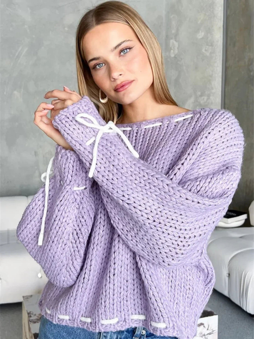 R&B | Gemütlicher Strickpullover mit Kontrastierenden Details