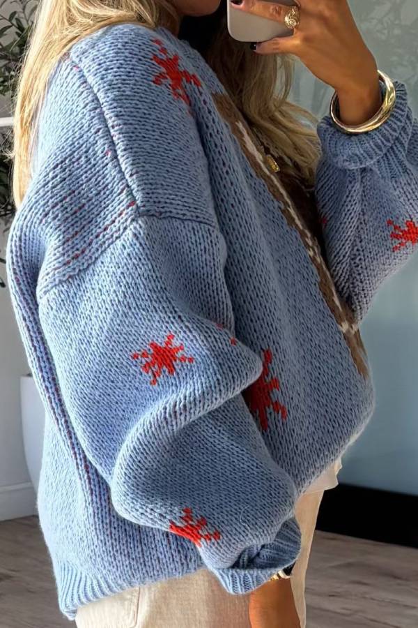 R&B | Weihnachtsstrickstiefel Rundhals Langarmpullover