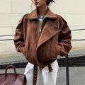 R&B | Oversized Bomberjacke Im Wildleder-Look mit Asymmetrischem Reißverschluss