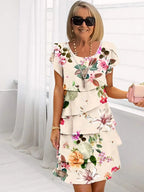 R&B | Blumenrüsche Kleid In Lagen