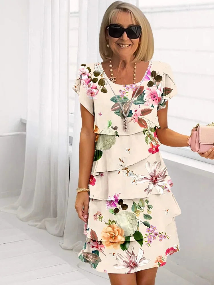 R&B | Blumenrüsche Kleid In Lagen