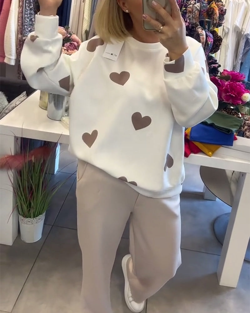 R&B | Frauen Casual Herz Pullover