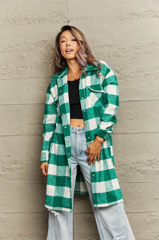 R&B | Karierte Longline Hemdjacke