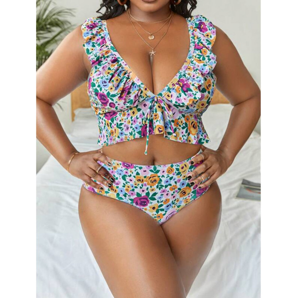 R&B | Großer bedruckter geteilter Bikini