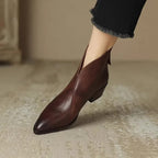 R&B | Stiefeletten Echtes Leder Spitzenzehen Mid Blockabsatz Elegante Passform