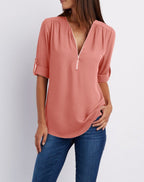 R&B | V-Ausschnitt plus Größe Frauen ärmellos Chiffon Shirt