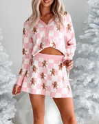 R&B | Weihnachts-Punktmuster Strickpullover Kurzrock Anzug