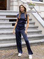 R&B | Ärmelloser Satin-Overall mit weitem Bein