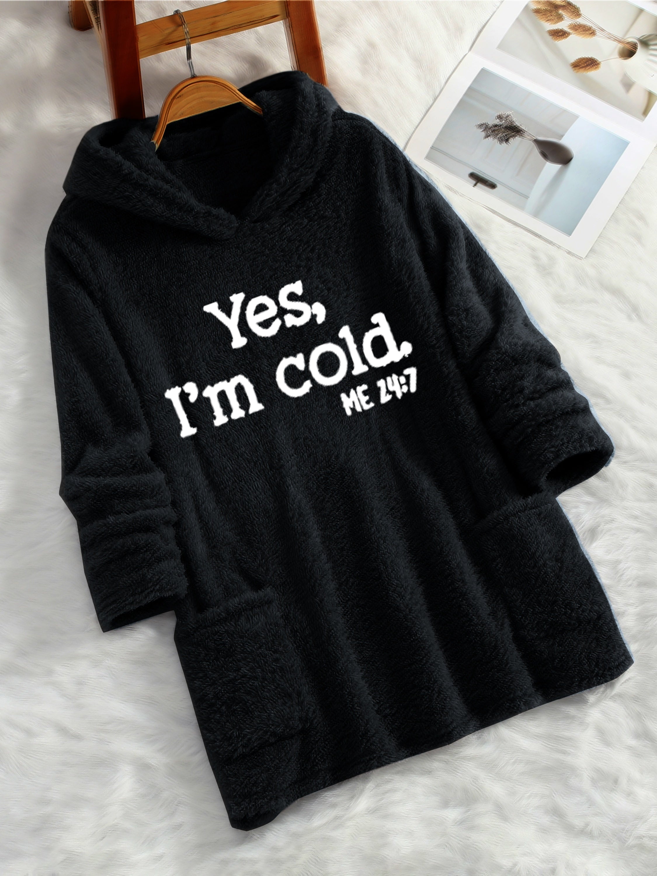 R&B | Langer Hoodie mit Print Fleece Wärme und Komfort