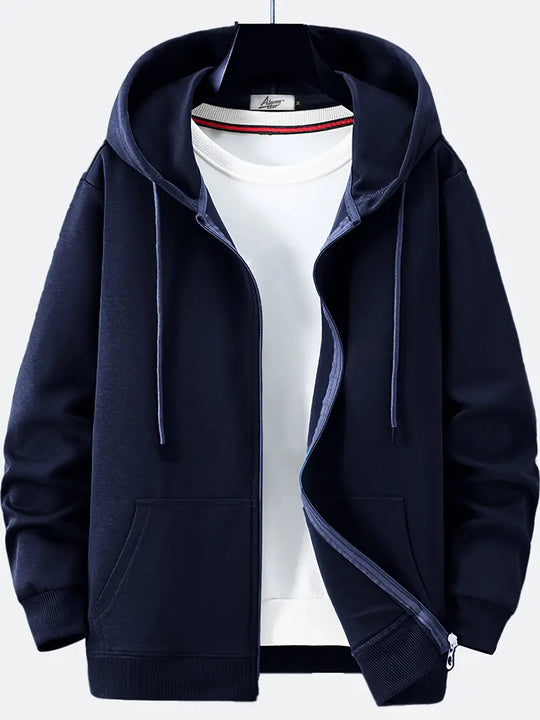 R&B - Lässiger Herbst Full Zip Hoodie mit Kordelzug für Männer