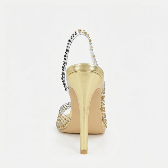 Damen Glamouröse High Heel Sandalen mit funkelndem Strassbesatz R&B