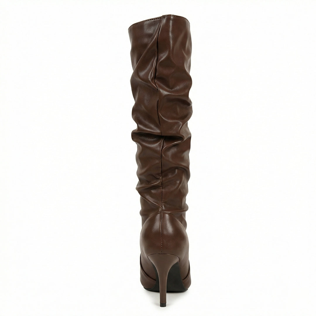 Damen High Heels Stiefel mit Gerafftem Design R&B