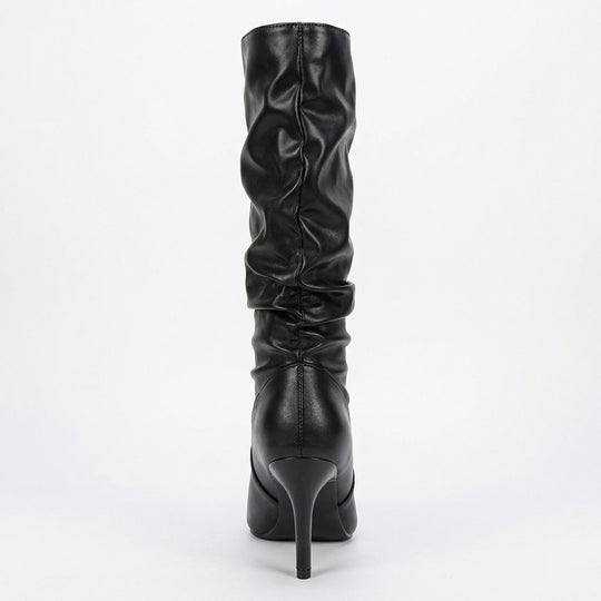 Damen High Heels Stiefel mit Gerafftem Design R&B