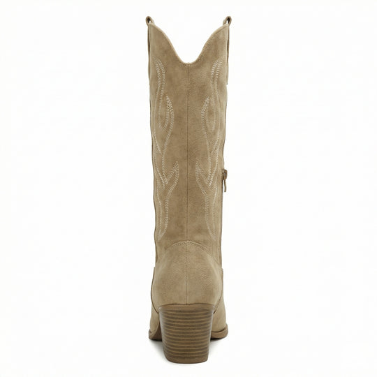 R&B | Cowboy Stiefel Retro Chunky Heel Spitzstiefel mit Stylischem Seitenreißverschluss