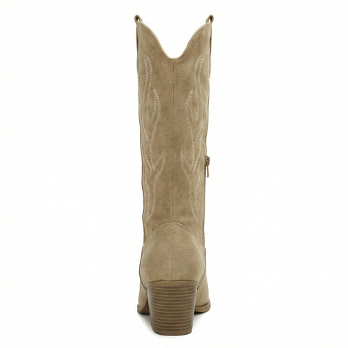 R&B | Cowboy Stiefel Retro Chunky Heel Spitzstiefel mit Stylischem Seitenreißverschluss