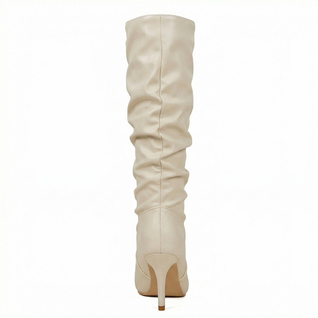 Damen High Heels Stiefel mit Gerafftem Design R&B