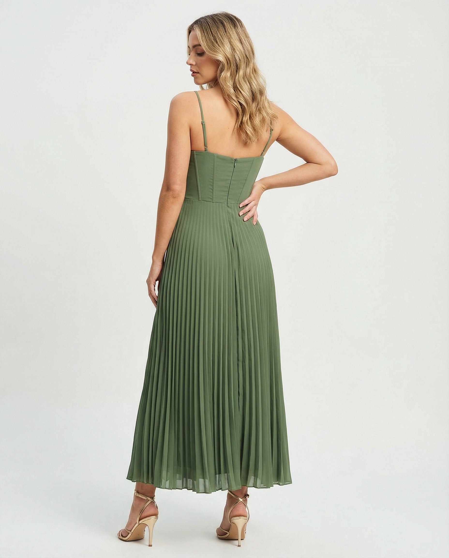 R&B | Midi Ärmellos Kleid Mit Gefälteltem Tüll-Bustier