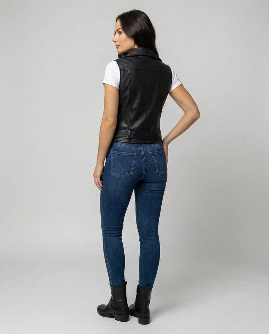 Damen Kunstleder Bikerjacke mit Gürtel
