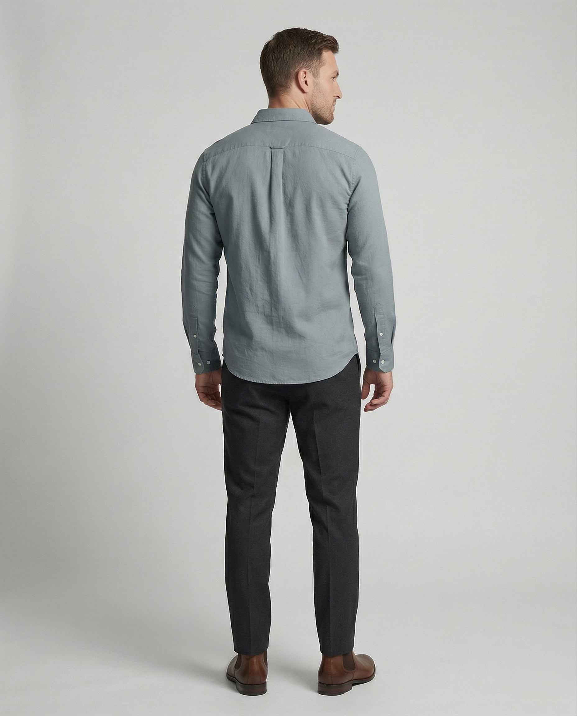 Herren Langarmhemd Leinen Mix