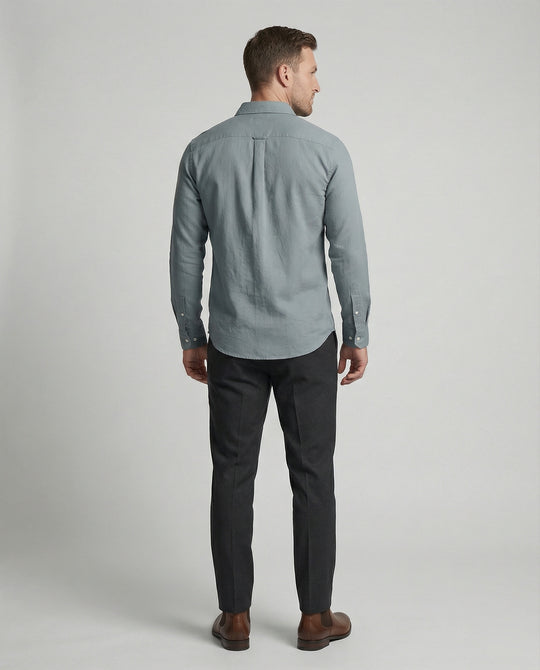 Herren Langarmhemd Leinen Mix