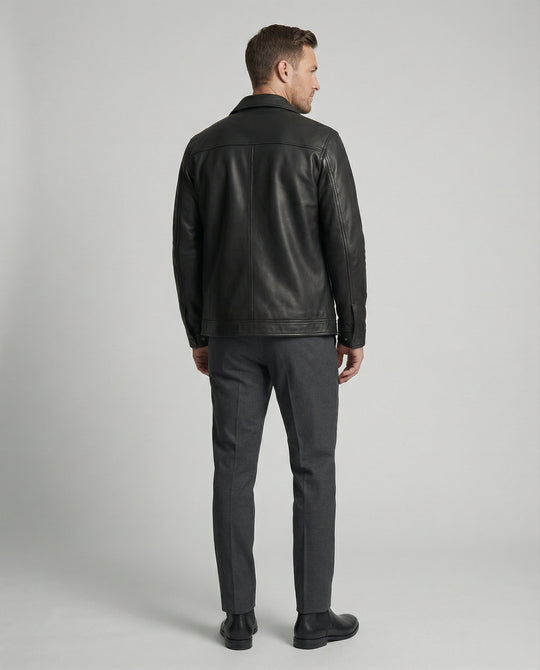 Herren Klassische Kunstlederjacke mit Taschen