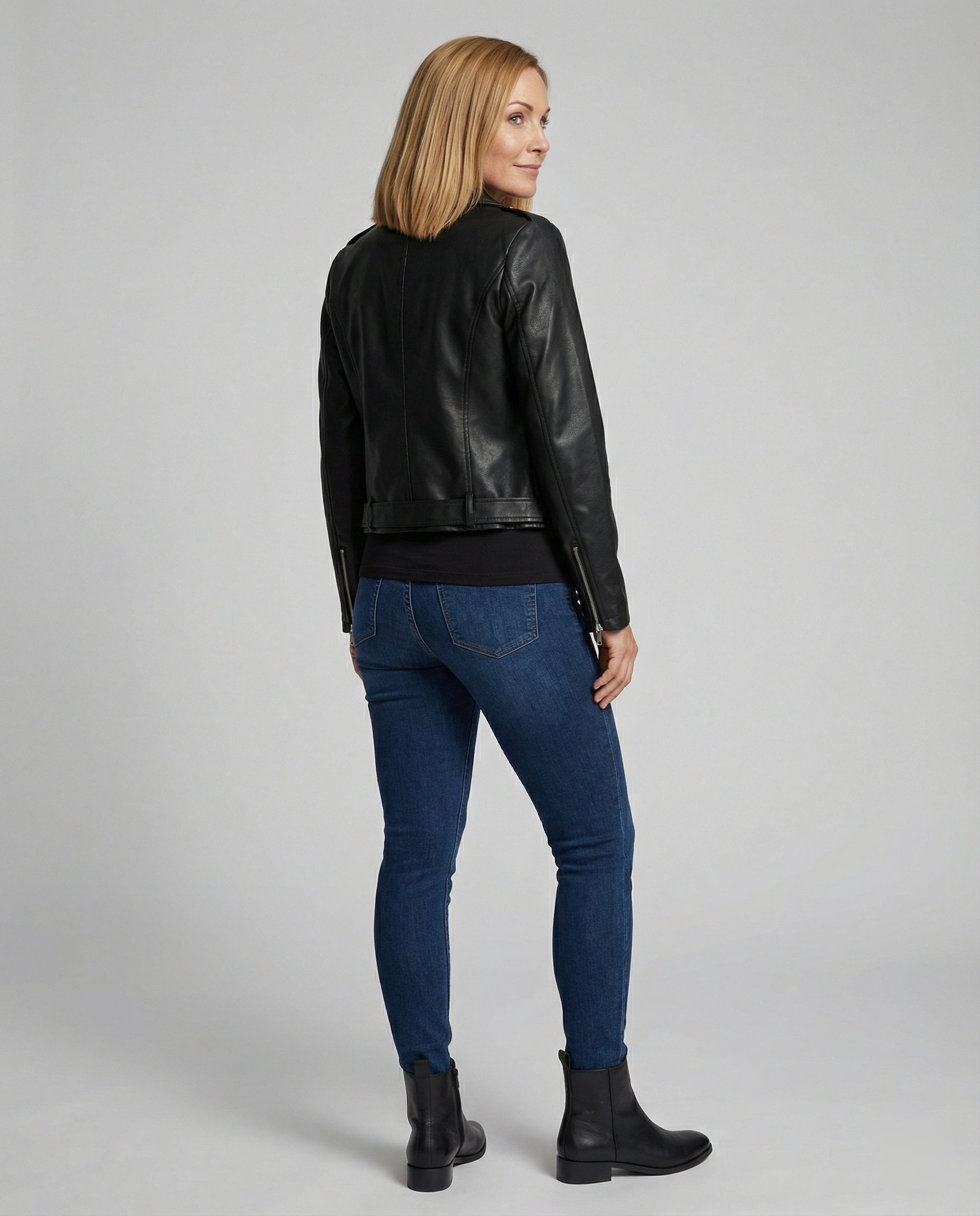 Freizeitkleidung Damen Bikerjacke Kunstleder