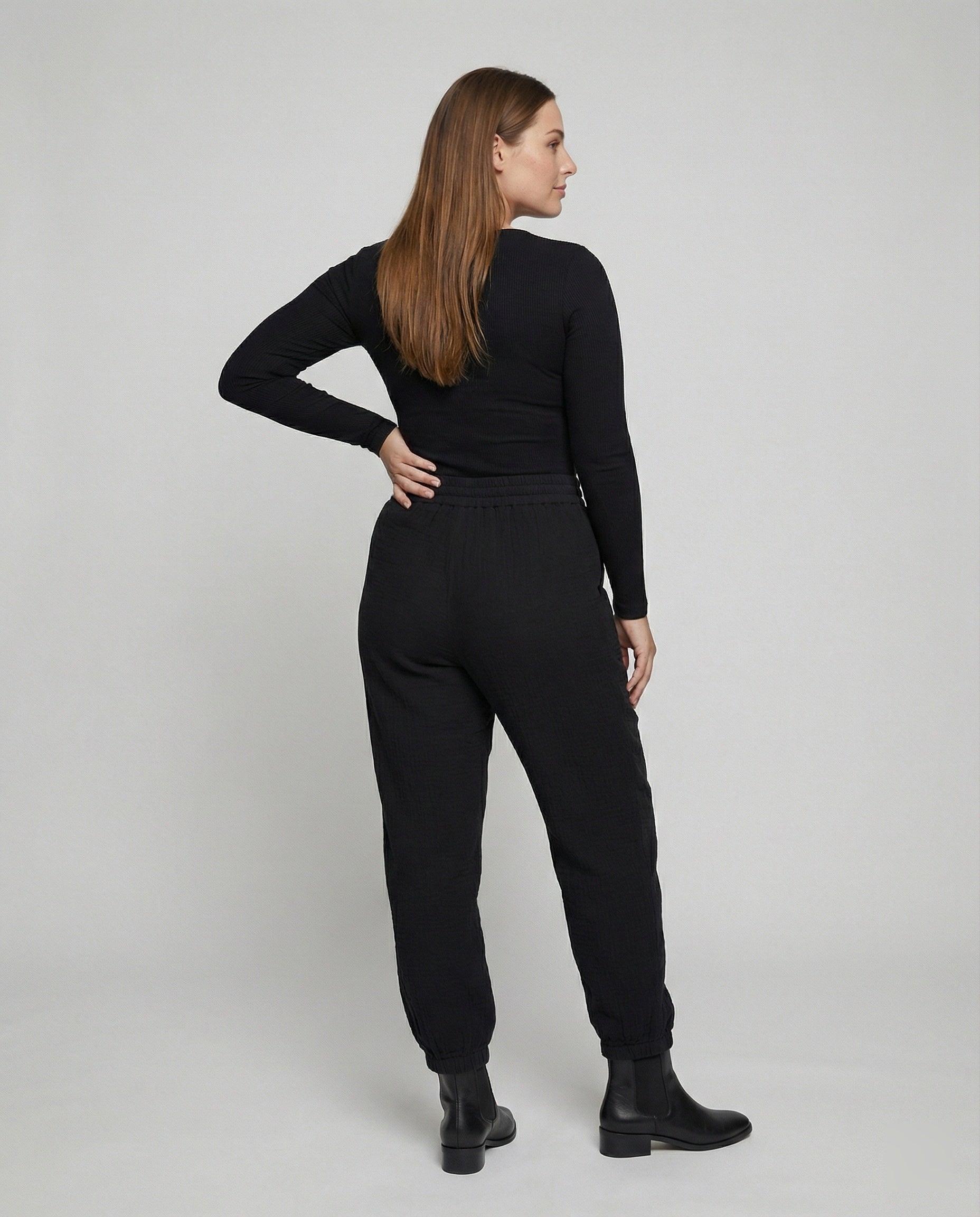 Damen luftige Freizeithose mit elastischem Bund und seitlichen Taschen R&B
