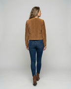 Damen Wildlederjacke mit goldenen Knöpfen