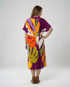 Damen Kaftan Midikleid Print
