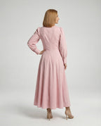 Damen Hemdkleid Maxi mit Ballonärmeln