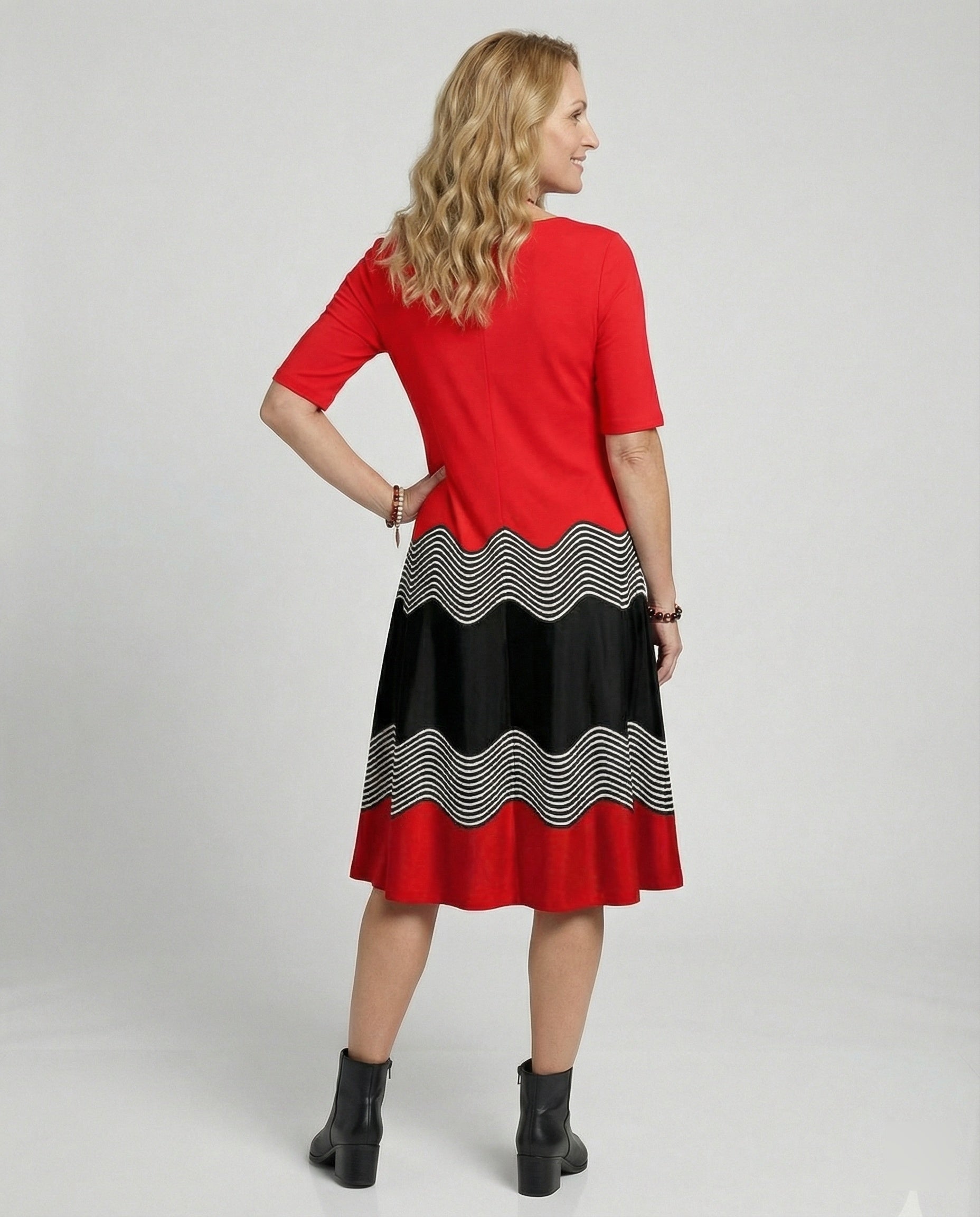 Damen Midikleid A-Linie Freizeitkleid