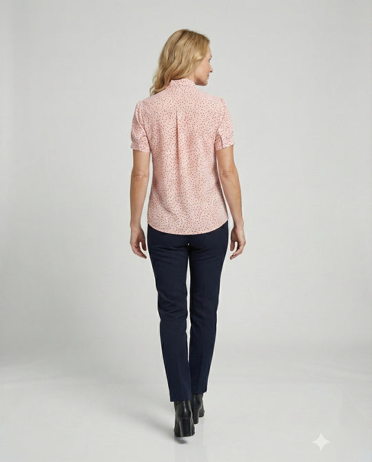 Bluse Damen Kurz mit Krawattenkragen