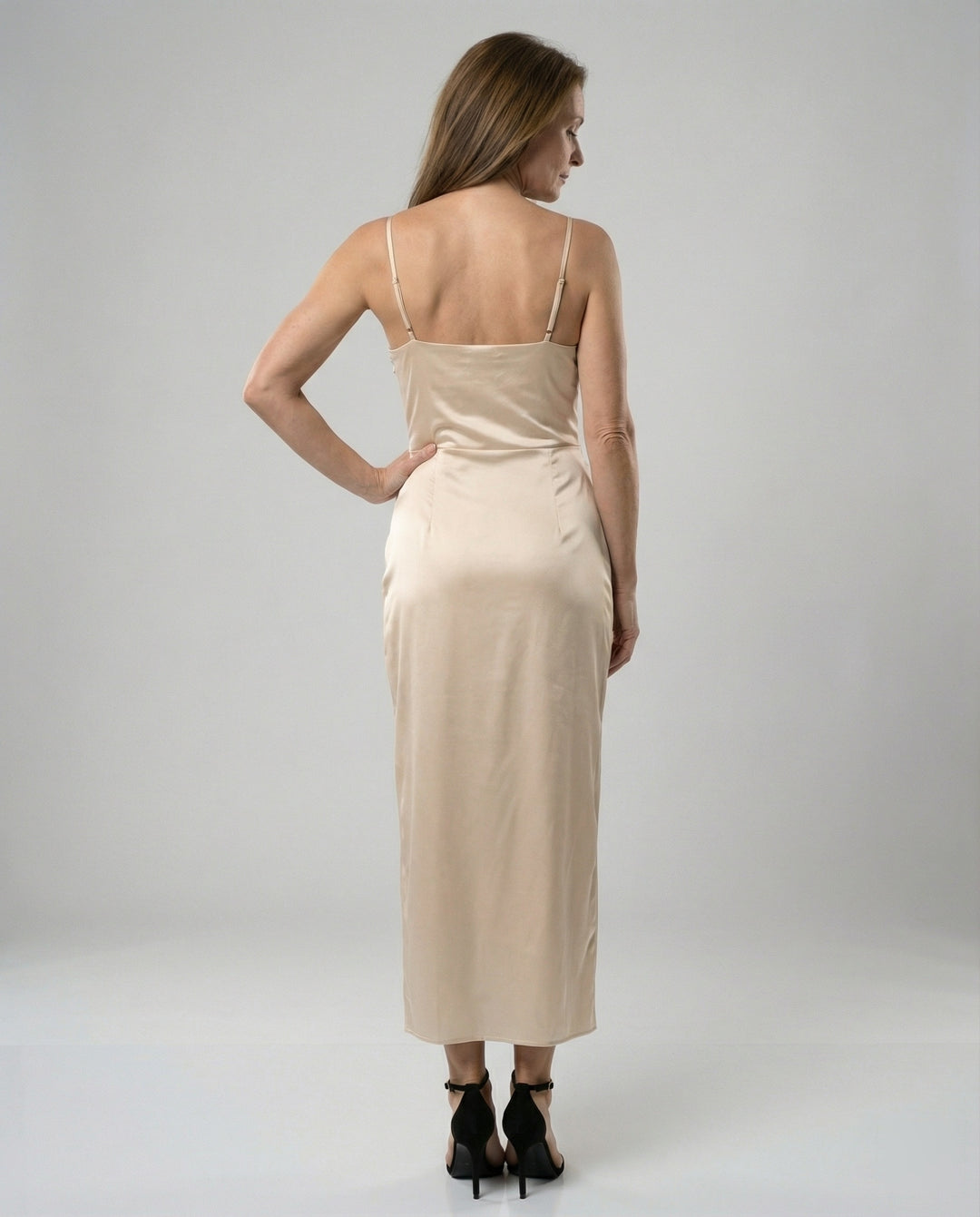 Satin Abendkleid Mit Wasserfallausschnitt Damen