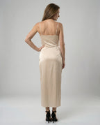 Satin Abendkleid Mit Wasserfallausschnitt Damen