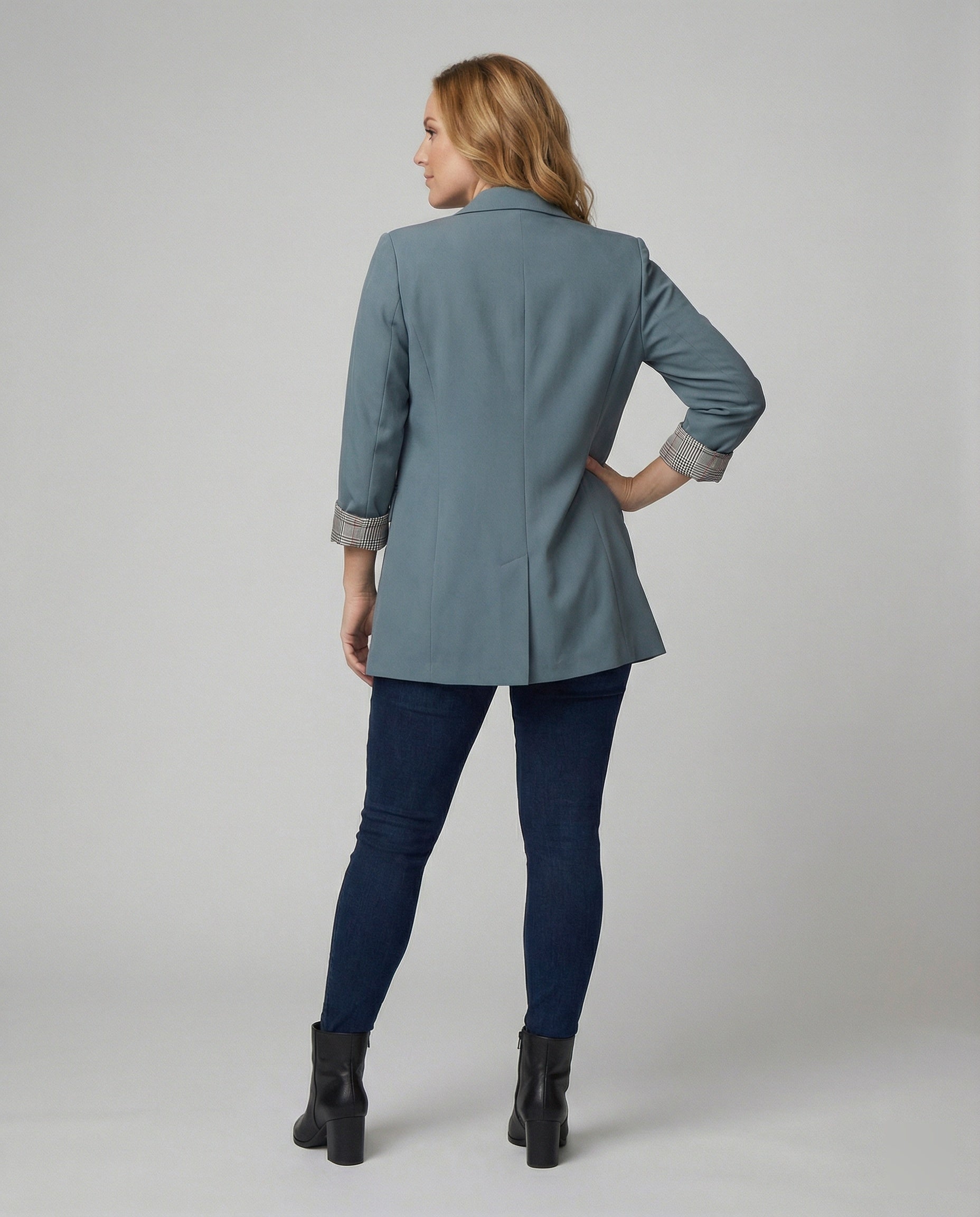 Damen Doppelreihiger Blazer mit kontrastierenden Ärmelaufschlägen R&B
