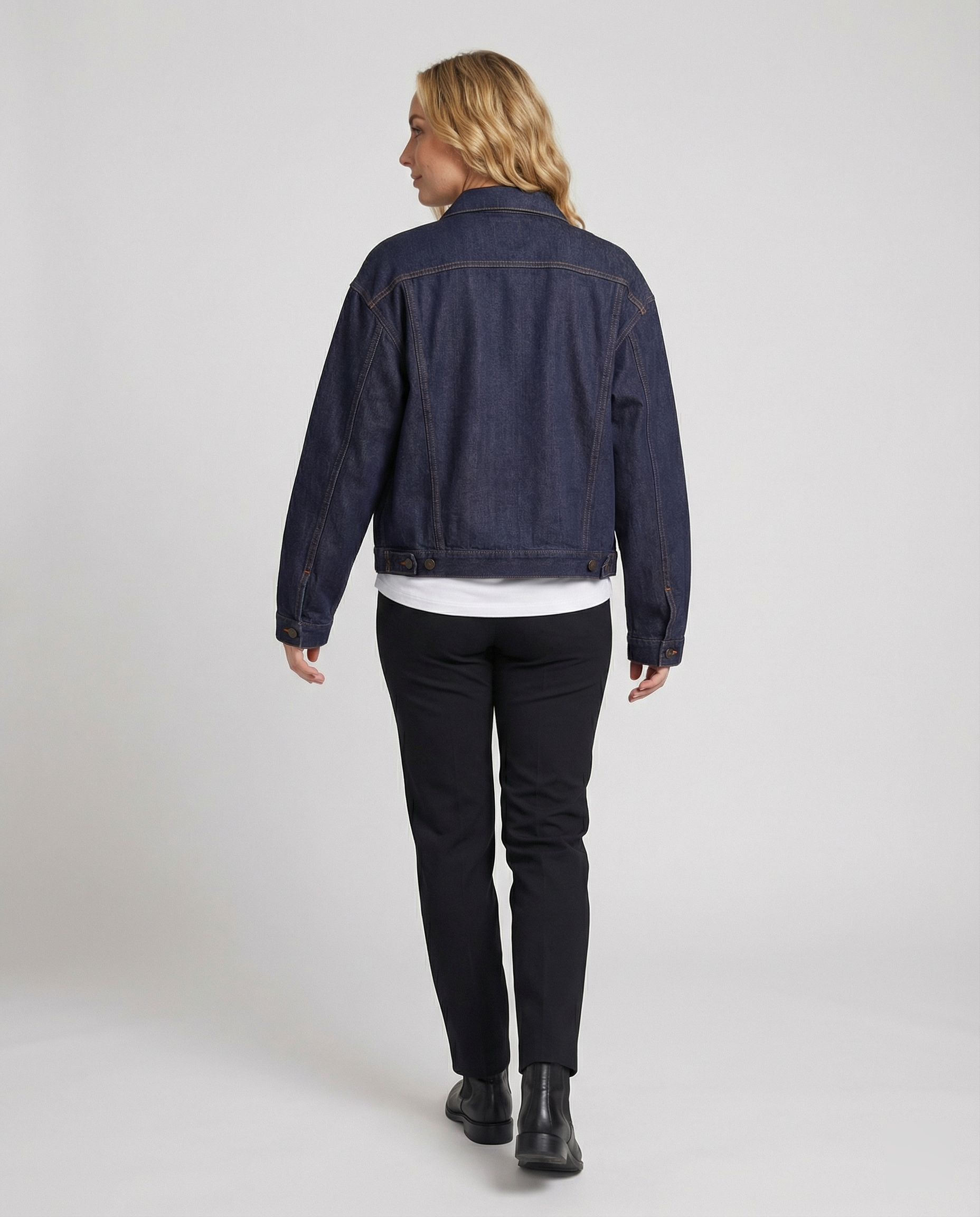 Übergangsjacke Damen Denim mit weitem Schnitt und Taschen
