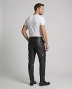 Herren Kunstleder Cargo-Hose mit Seitentaschen