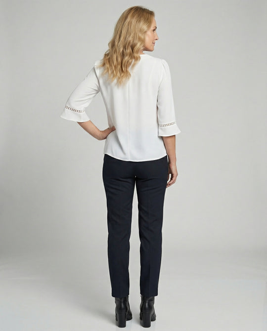 Damen Blusentop Damen V-Ausschnitt Crêpe