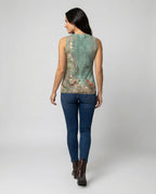 R&B | Ärmelloses Tank-Top mit Aquarell-Blumenmuster, Lockerer Schnitt