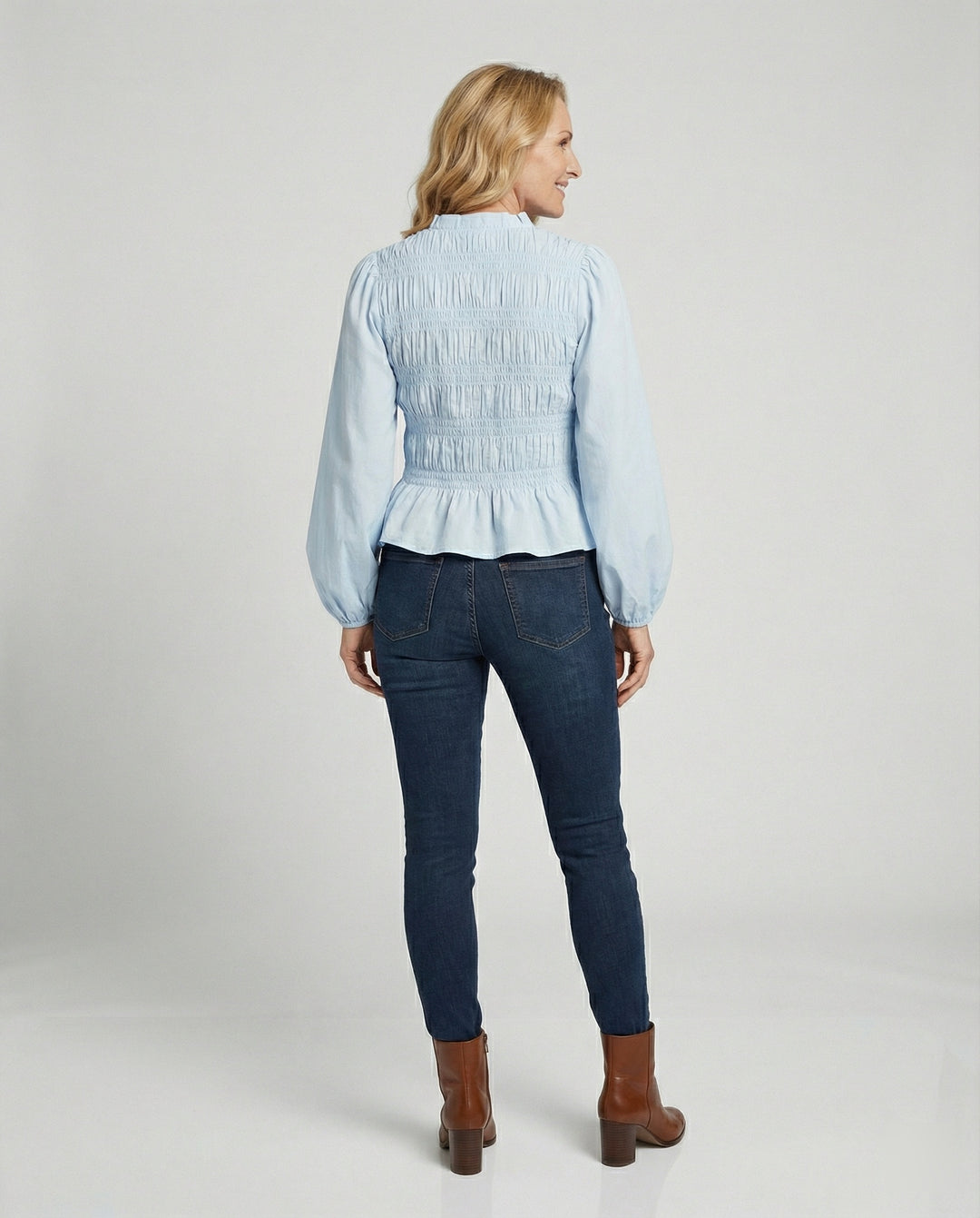 Bluse Damen Peplum Ballonärmel