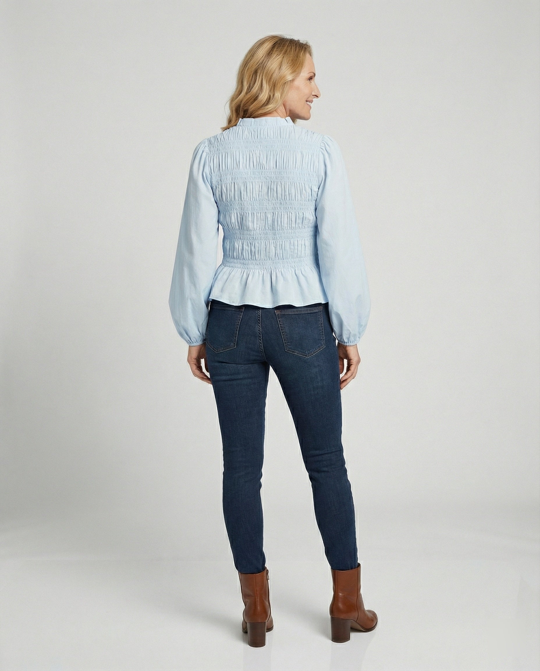 Bluse Damen Peplum Ballonärmel