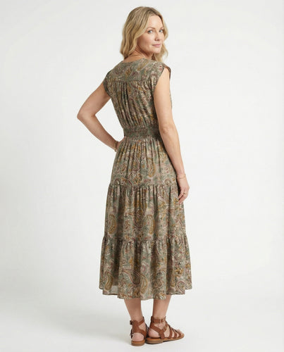 Boho Maxikleid Sommer mit Smok Taille