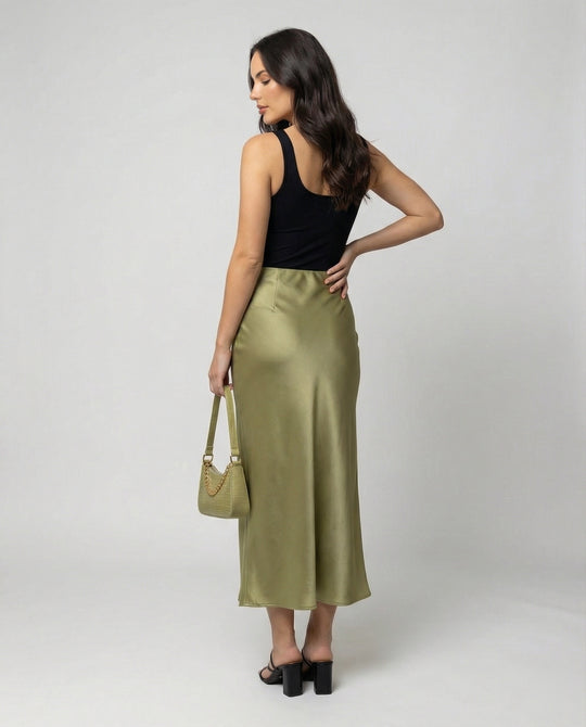 Damen Longskirt aus glattem Satin von R&B