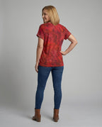 Blusen Tunika V-Ausschnitt Damen Floral